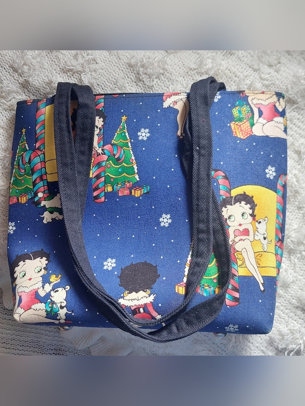 Betty Boop Navy Holiday Print Purse